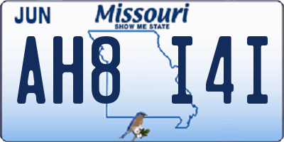 MO license plate AH8I4I