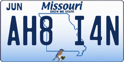 MO license plate AH8I4N