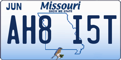 MO license plate AH8I5T