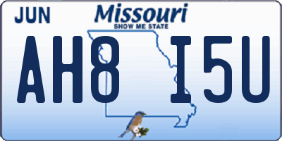MO license plate AH8I5U
