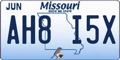 MO license plate AH8I5X