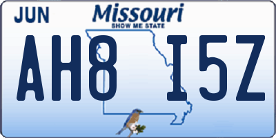 MO license plate AH8I5Z