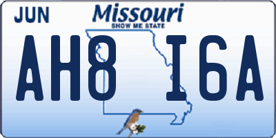 MO license plate AH8I6A