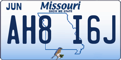 MO license plate AH8I6J