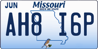 MO license plate AH8I6P