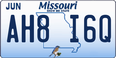 MO license plate AH8I6Q