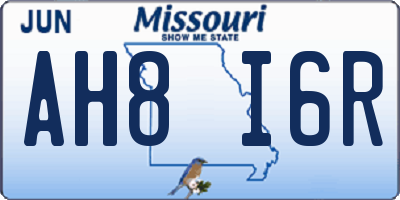 MO license plate AH8I6R