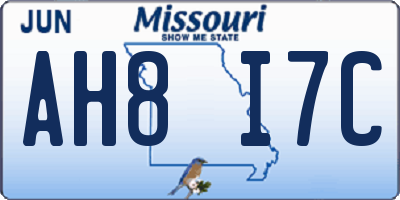 MO license plate AH8I7C