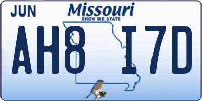 MO license plate AH8I7D