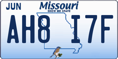 MO license plate AH8I7F