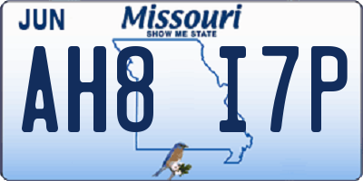 MO license plate AH8I7P