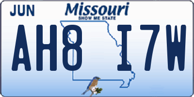 MO license plate AH8I7W