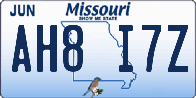 MO license plate AH8I7Z