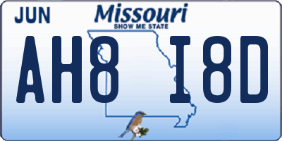 MO license plate AH8I8D