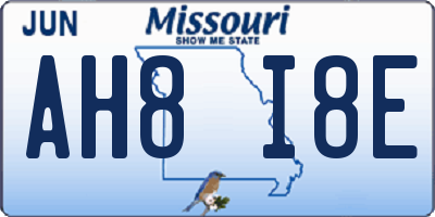 MO license plate AH8I8E