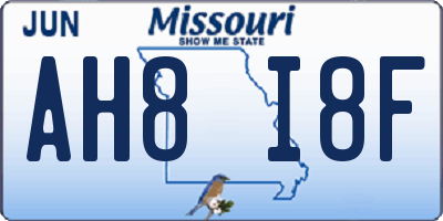 MO license plate AH8I8F