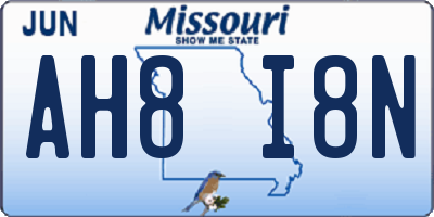 MO license plate AH8I8N