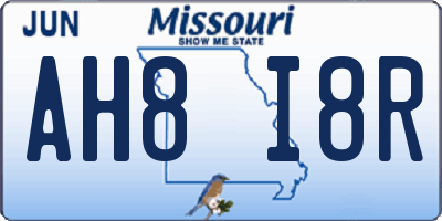 MO license plate AH8I8R