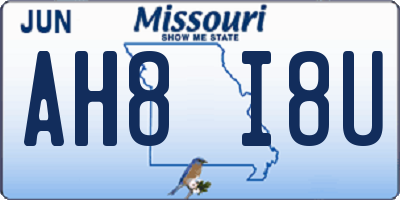 MO license plate AH8I8U