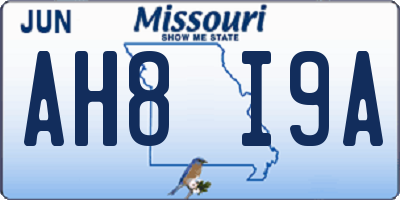 MO license plate AH8I9A