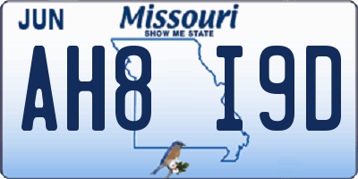 MO license plate AH8I9D
