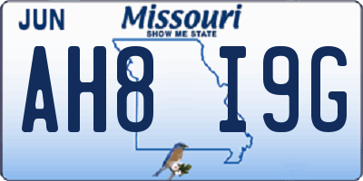 MO license plate AH8I9G