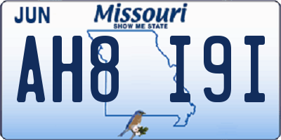 MO license plate AH8I9I