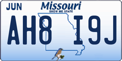 MO license plate AH8I9J