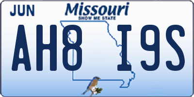 MO license plate AH8I9S