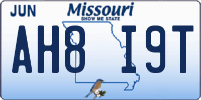 MO license plate AH8I9T