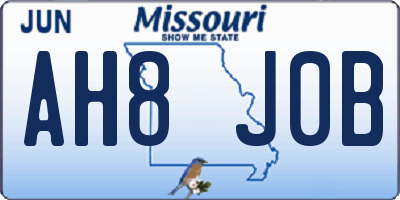 MO license plate AH8J0B