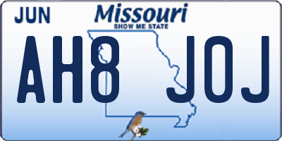 MO license plate AH8J0J