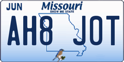 MO license plate AH8J0T
