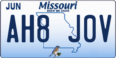 MO license plate AH8J0V