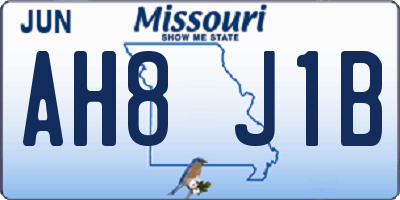 MO license plate AH8J1B