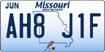 MO license plate AH8J1F