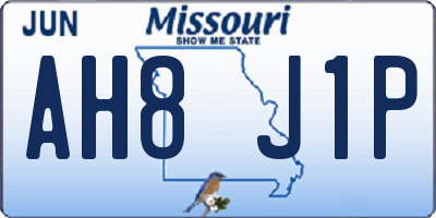MO license plate AH8J1P