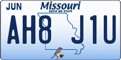 MO license plate AH8J1U