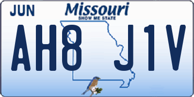 MO license plate AH8J1V