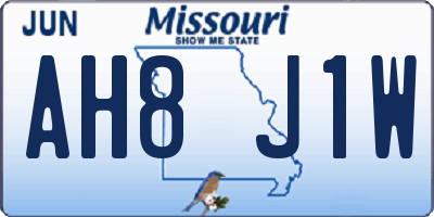 MO license plate AH8J1W