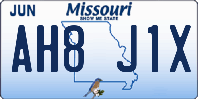 MO license plate AH8J1X