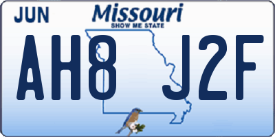 MO license plate AH8J2F