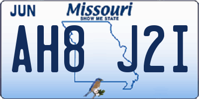 MO license plate AH8J2I