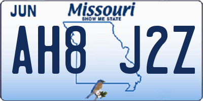 MO license plate AH8J2Z