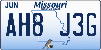MO license plate AH8J3G