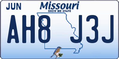 MO license plate AH8J3J