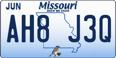 MO license plate AH8J3Q