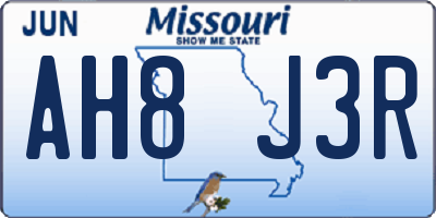 MO license plate AH8J3R
