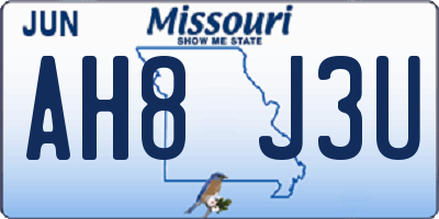 MO license plate AH8J3U