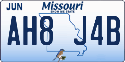 MO license plate AH8J4B